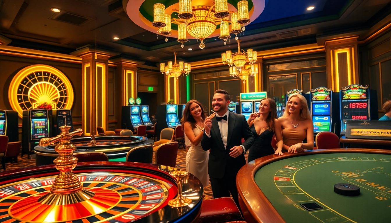 Players enjoying a thrilling casino experience at c54.gb.net with exciting games and vibrant atmosphere.