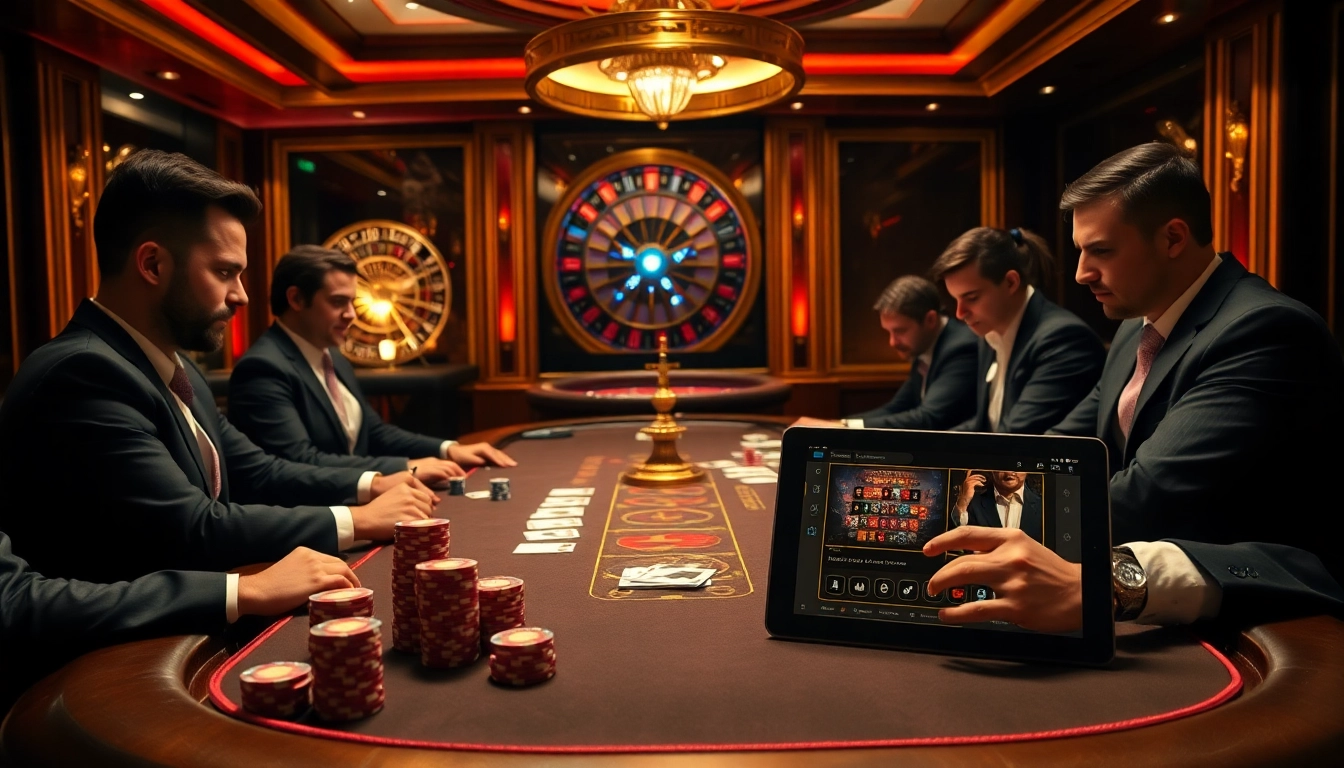 fun79 poker players and vibrant casino setting showcasing high-stakes excitement