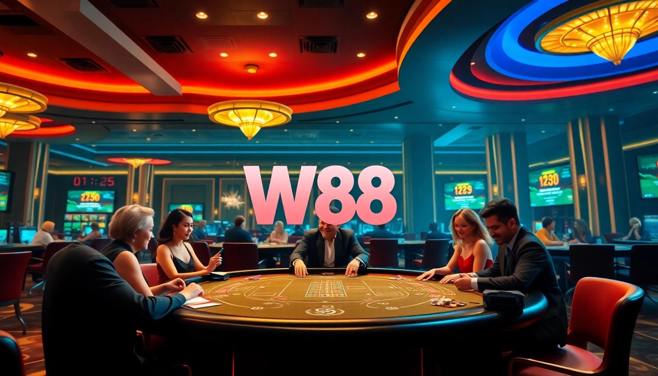 Exciting online casino experience at w88.nyc featuring players enjoying Baccarat and Blackjack games.