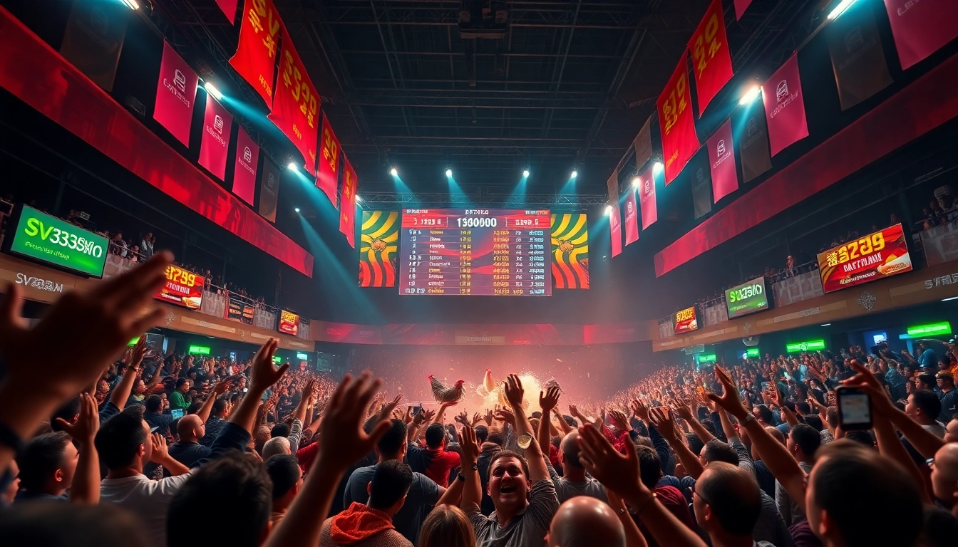 Dynamic live cockfighting event at sv368win.live with vibrant audience engagement.