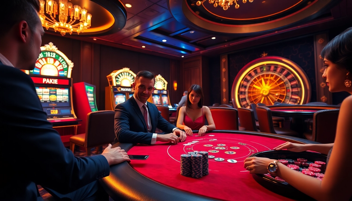 Exciting poker action at 8daywin.live with vibrant chips and cards in a luxurious casino setting.