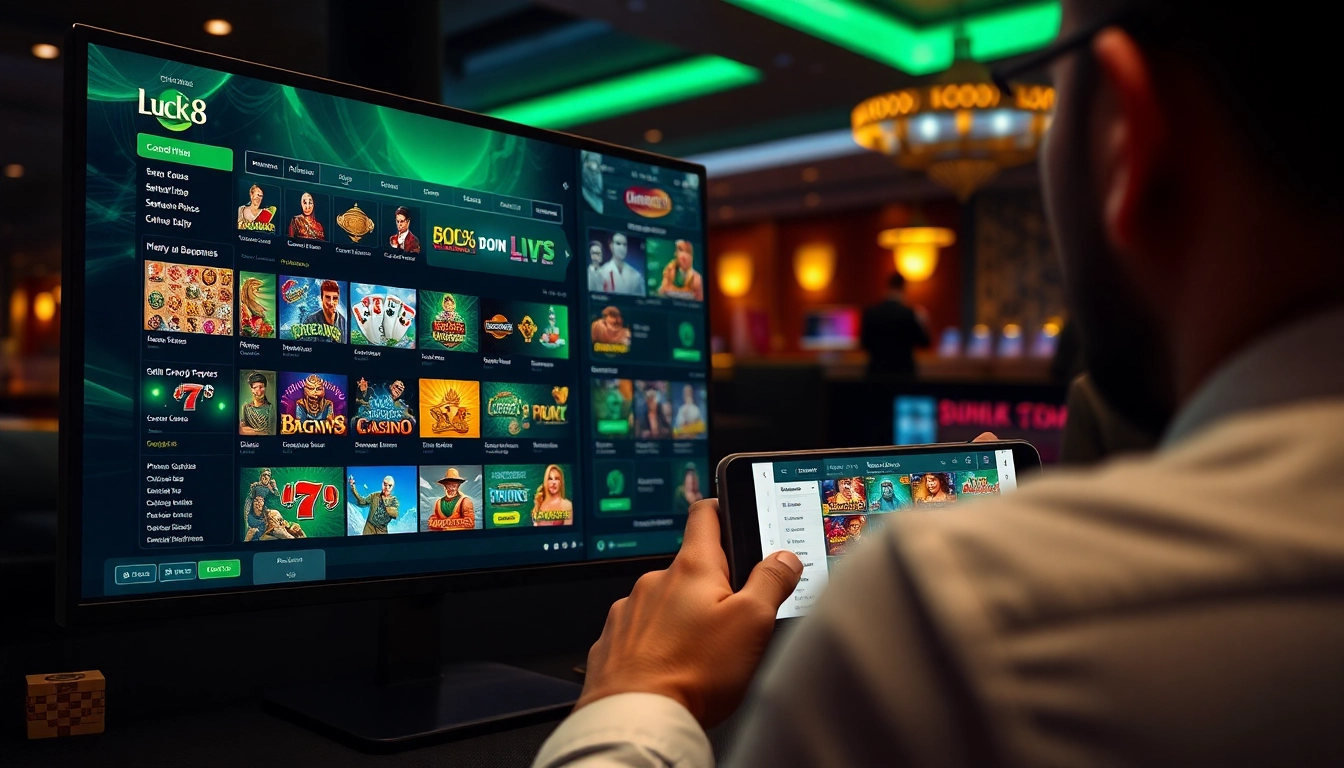 Engaging online gambling scene showcasing the Luck8 platform at luck8win.live.