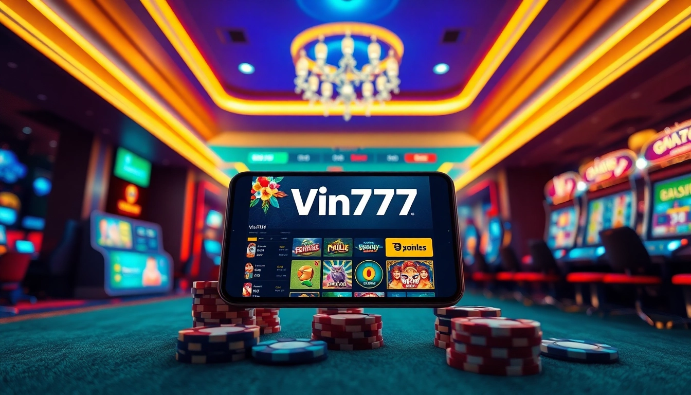 Exciting online gambling scene showcasing Vin777.gb.net interface with vibrant games and modern digital layout.